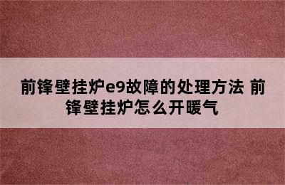 前锋壁挂炉e9故障的处理方法 前锋壁挂炉怎么开暖气